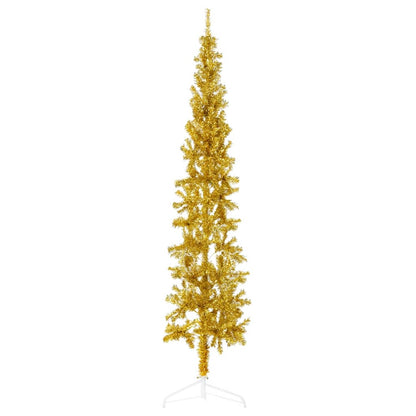 Kunstkerstboom Half Met Standaard Smal 240 Cm Kleurig 240 x 61 cm Goud