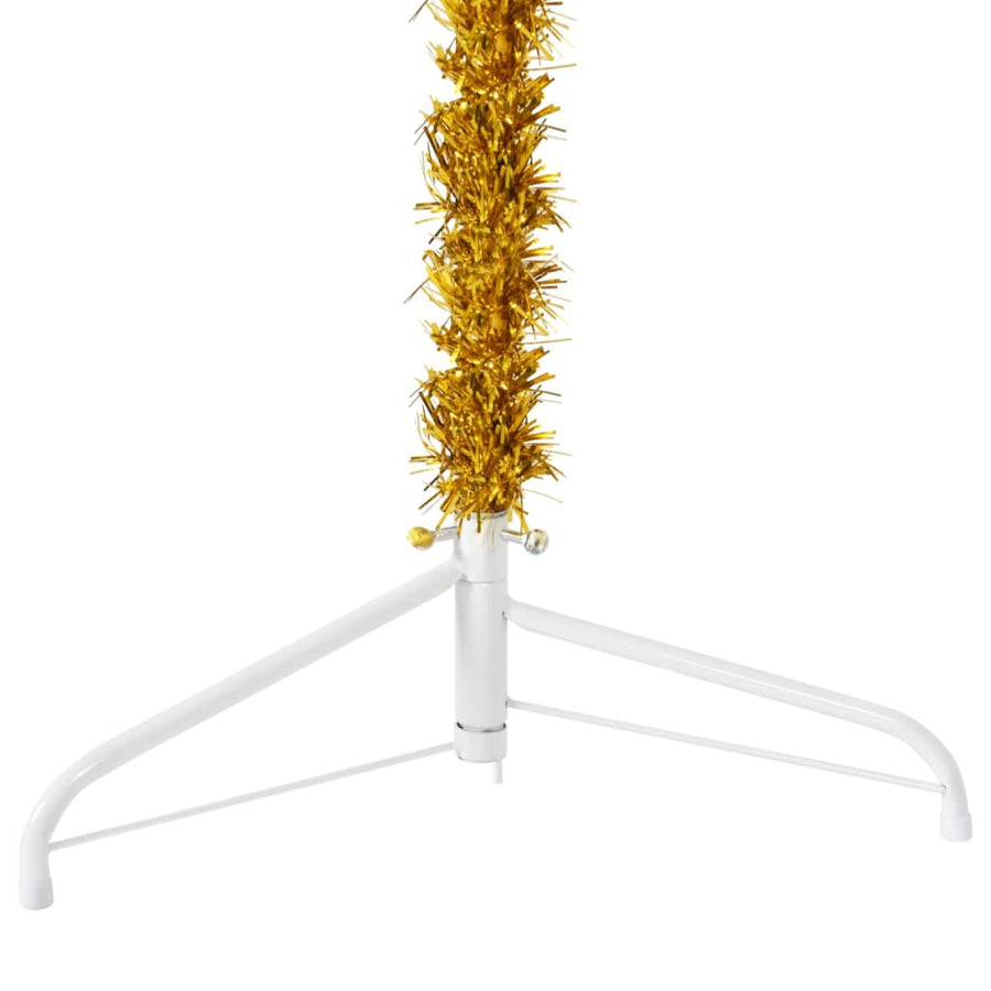 Kunstkerstboom Half Met Standaard Smal 240 Cm Kleurig 240 x 61 cm Goud