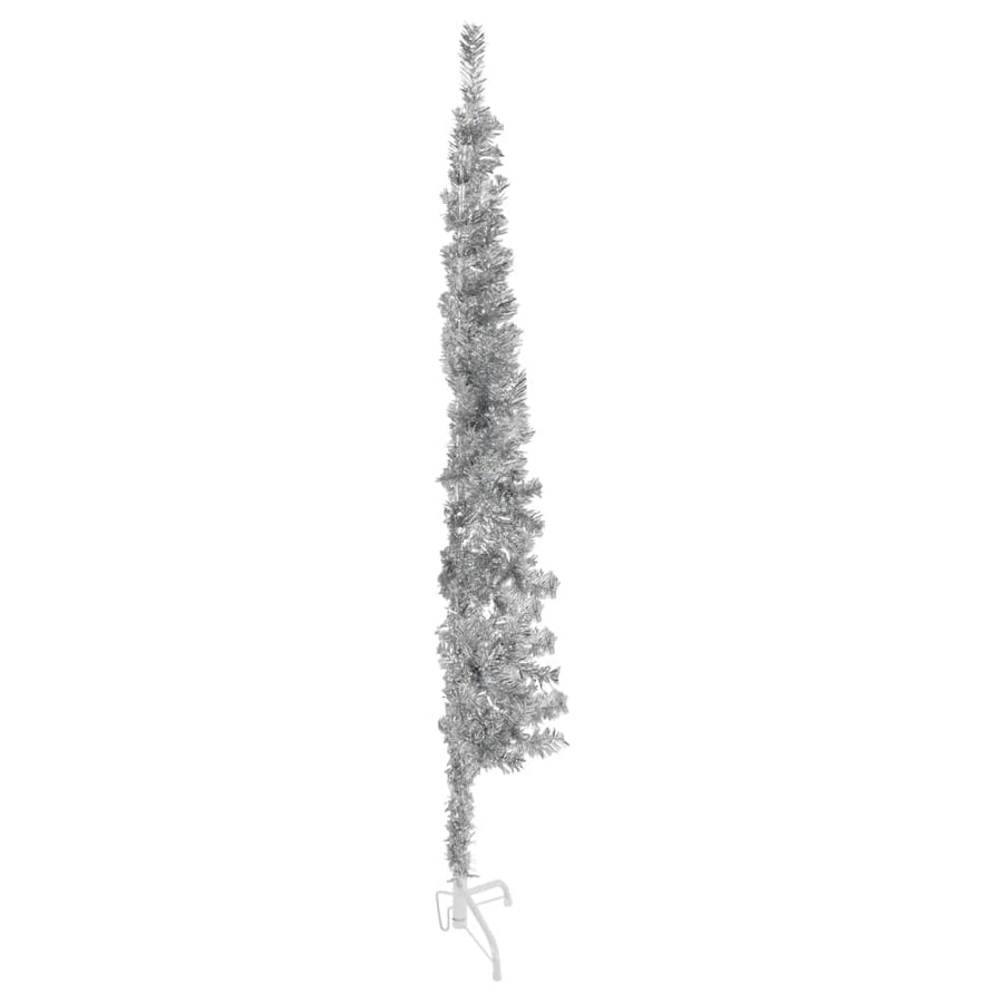 Kunstkerstboom Half Met Standaard Smal 20 Cm Kleurig 120 x 40 cm Zilver