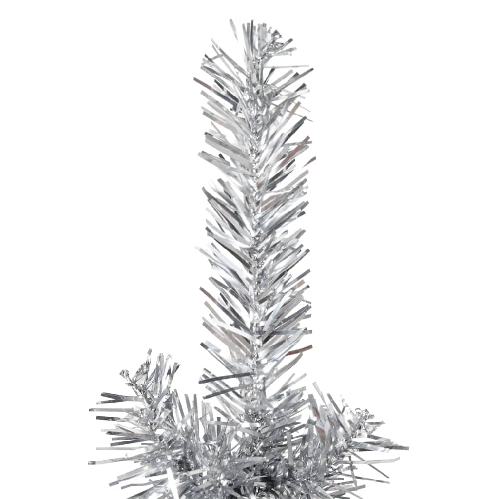Kunstkerstboom Half Met Standaard Smal 20 Cm Kleurig 120 x 40 cm Zilver