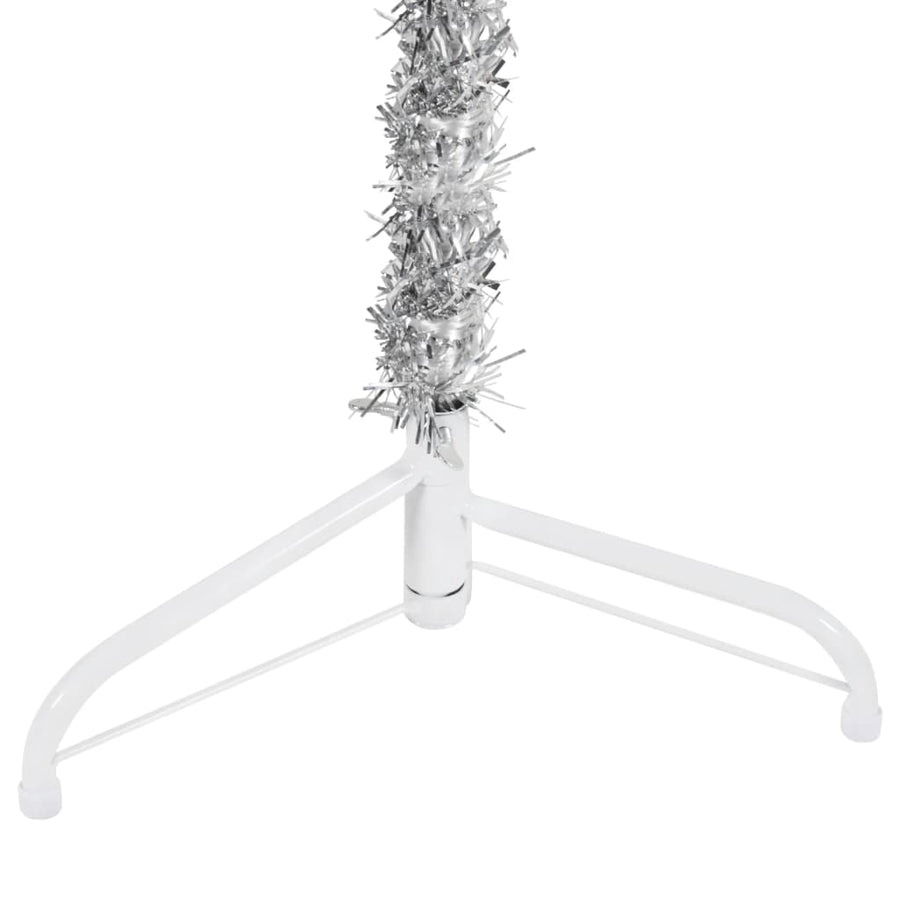 Kunstkerstboom Half Met Standaard Smal 20 Cm Kleurig 120 x 40 cm Zilver