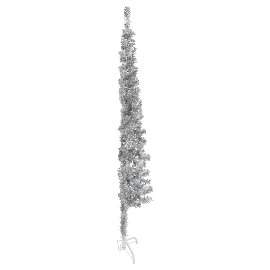 Kunstkerstboom Half Met Standaard Smal 50 Cm Kleurig 150 x 45 cm Zilver