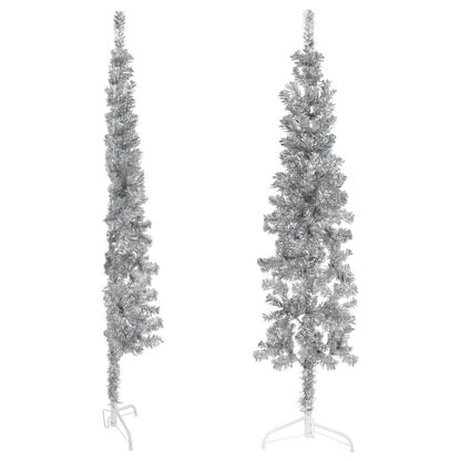 Kunstkerstboom Half Met Standaard Smal 50 Cm Kleurig 150 x 45 cm Zilver