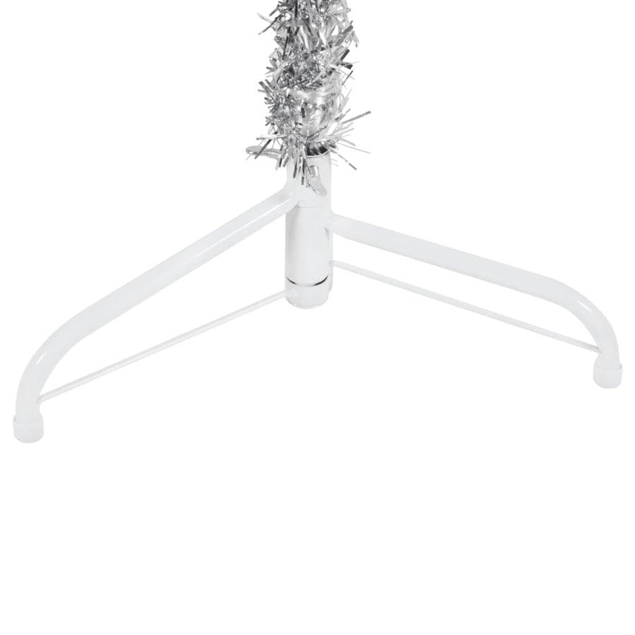 Kunstkerstboom Half Met Standaard Smal 50 Cm Kleurig 150 x 45 cm Zilver