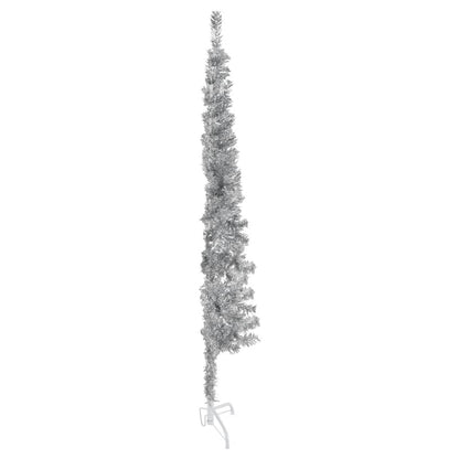 Kunstkerstboom Half Met Standaard Smal 80 Cm Kleurig 180 x 49 cm Zilver