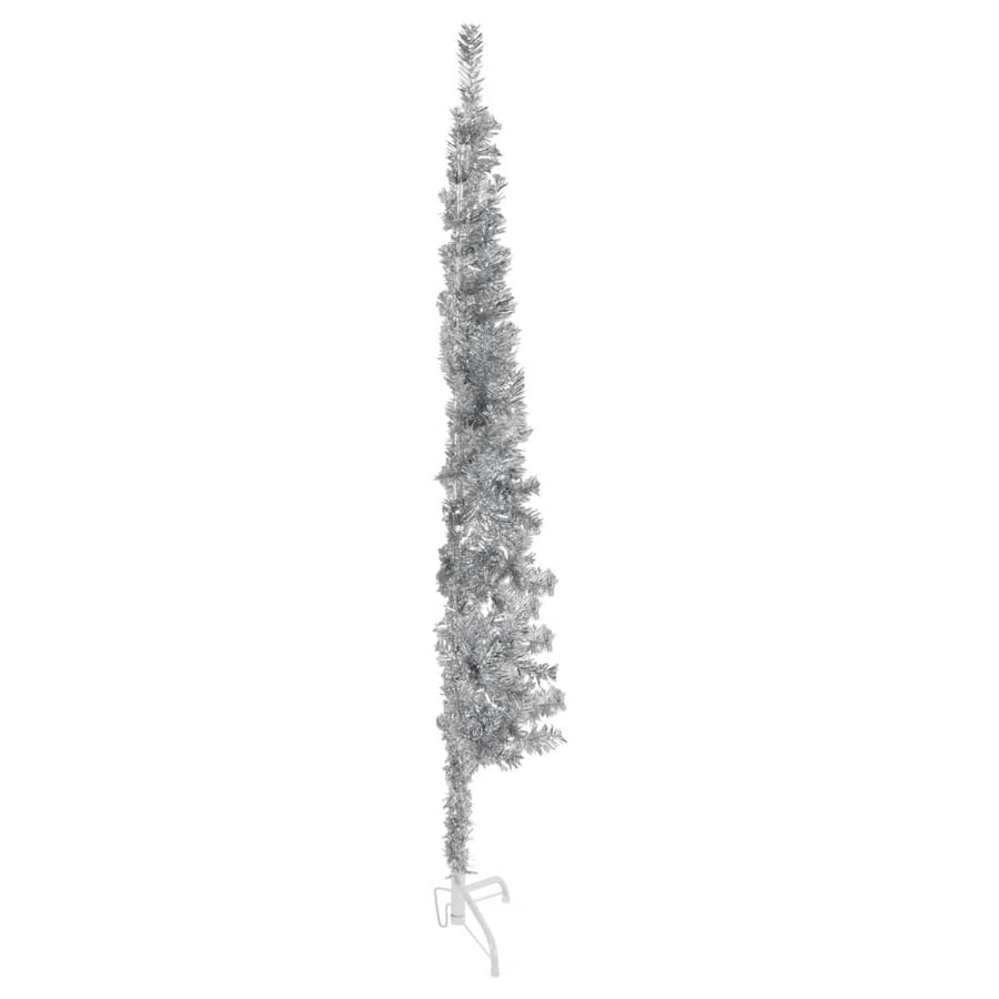 Kunstkerstboom Half Met Standaard Smal 80 Cm Kleurig 180 x 49 cm Zilver