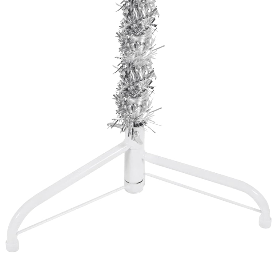Kunstkerstboom Half Met Standaard Smal 80 Cm Kleurig 180 x 49 cm Zilver