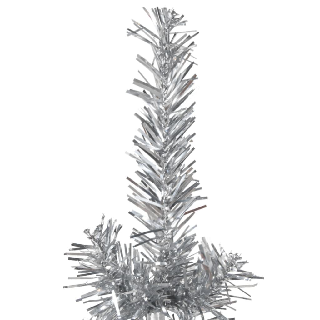Kunstkerstboom Half Met Standaard Smal 20 Cm Kleurig 210 x 56 cm Zilver