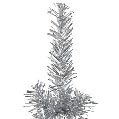 Kunstkerstboom Half Met Standaard Smal 20 Cm Kleurig 210 x 56 cm Zilver