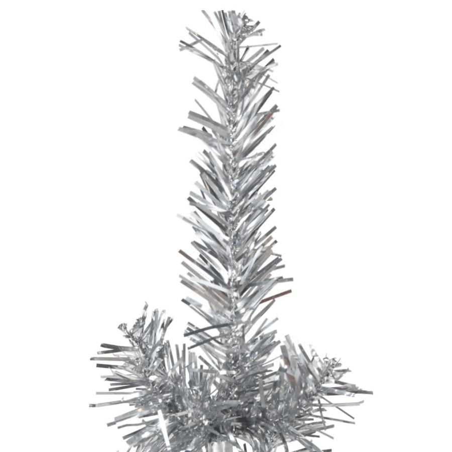 Kunstkerstboom Half Met Standaard Smal 20 Cm Kleurig 210 x 56 cm Zilver