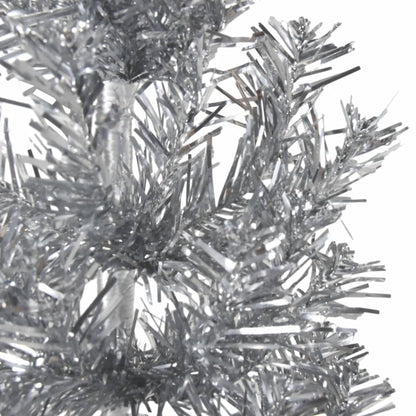 Kunstkerstboom Half Met Standaard Smal 20 Cm Kleurig 210 x 56 cm Zilver