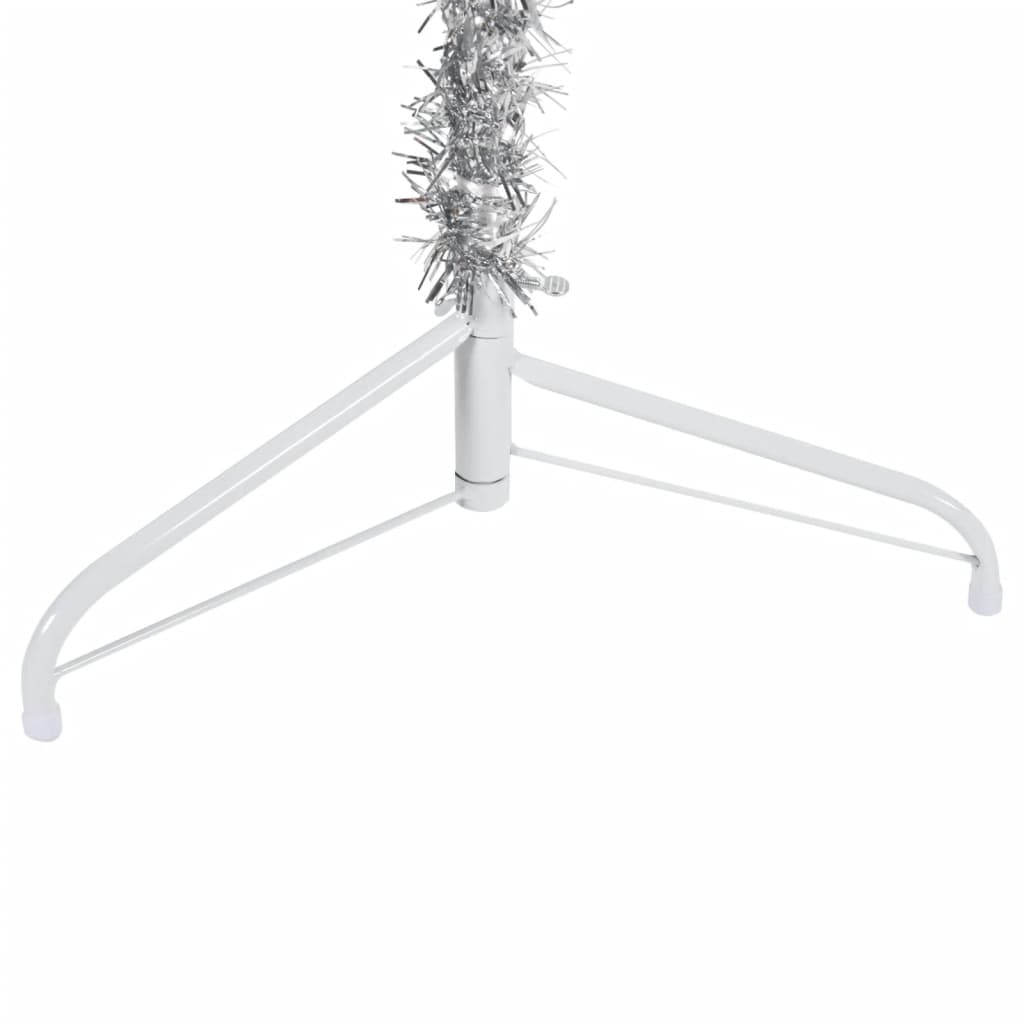 Kunstkerstboom Half Met Standaard Smal 20 Cm Kleurig 210 x 56 cm Zilver