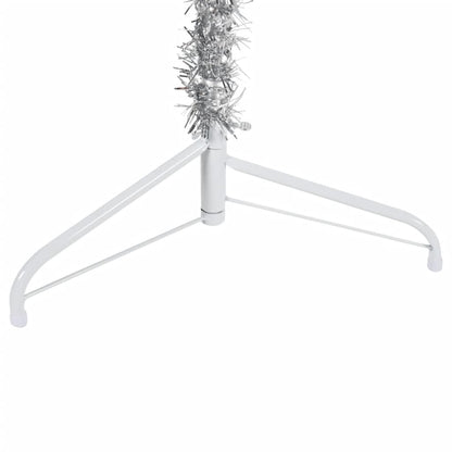 Kunstkerstboom Half Met Standaard Smal 20 Cm Kleurig 210 x 56 cm Zilver