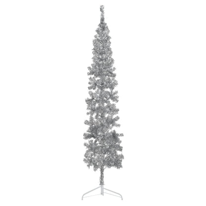 Kunstkerstboom Half Met Standaard Smal 240 Cm Kleurig 240 x 61 cm Zilver