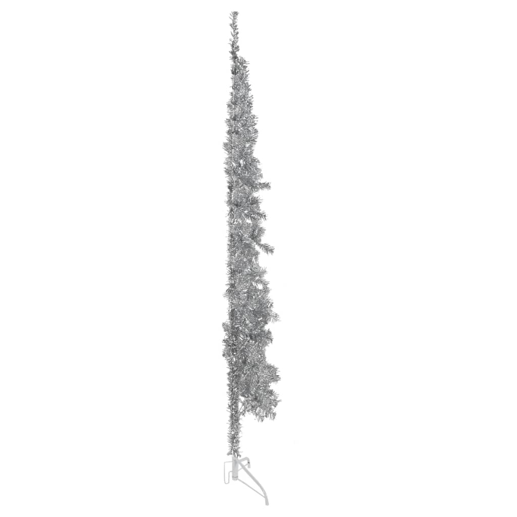 Kunstkerstboom Half Met Standaard Smal 240 Cm Kleurig 240 x 61 cm Zilver