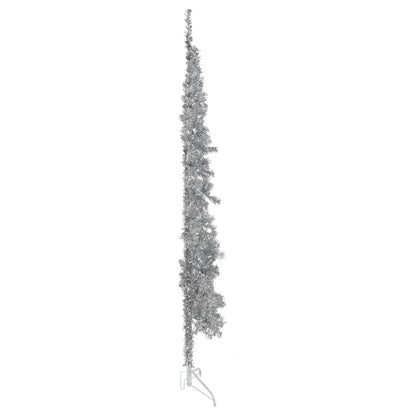 Kunstkerstboom Half Met Standaard Smal 240 Cm Kleurig 240 x 61 cm Zilver