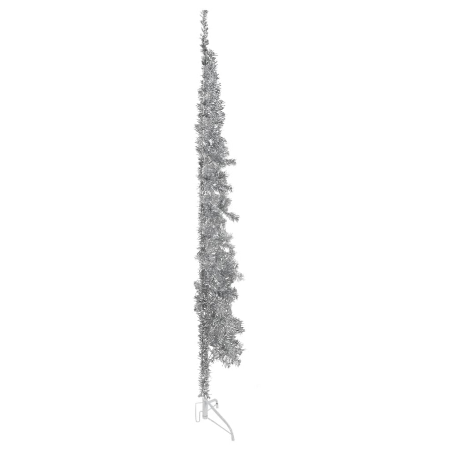 Kunstkerstboom Half Met Standaard Smal 240 Cm Kleurig 240 x 61 cm Zilver