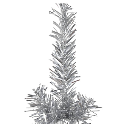Kunstkerstboom Half Met Standaard Smal 240 Cm Kleurig 240 x 61 cm Zilver