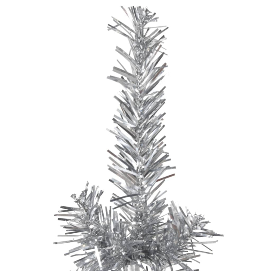 Kunstkerstboom Half Met Standaard Smal 240 Cm Kleurig 240 x 61 cm Zilver
