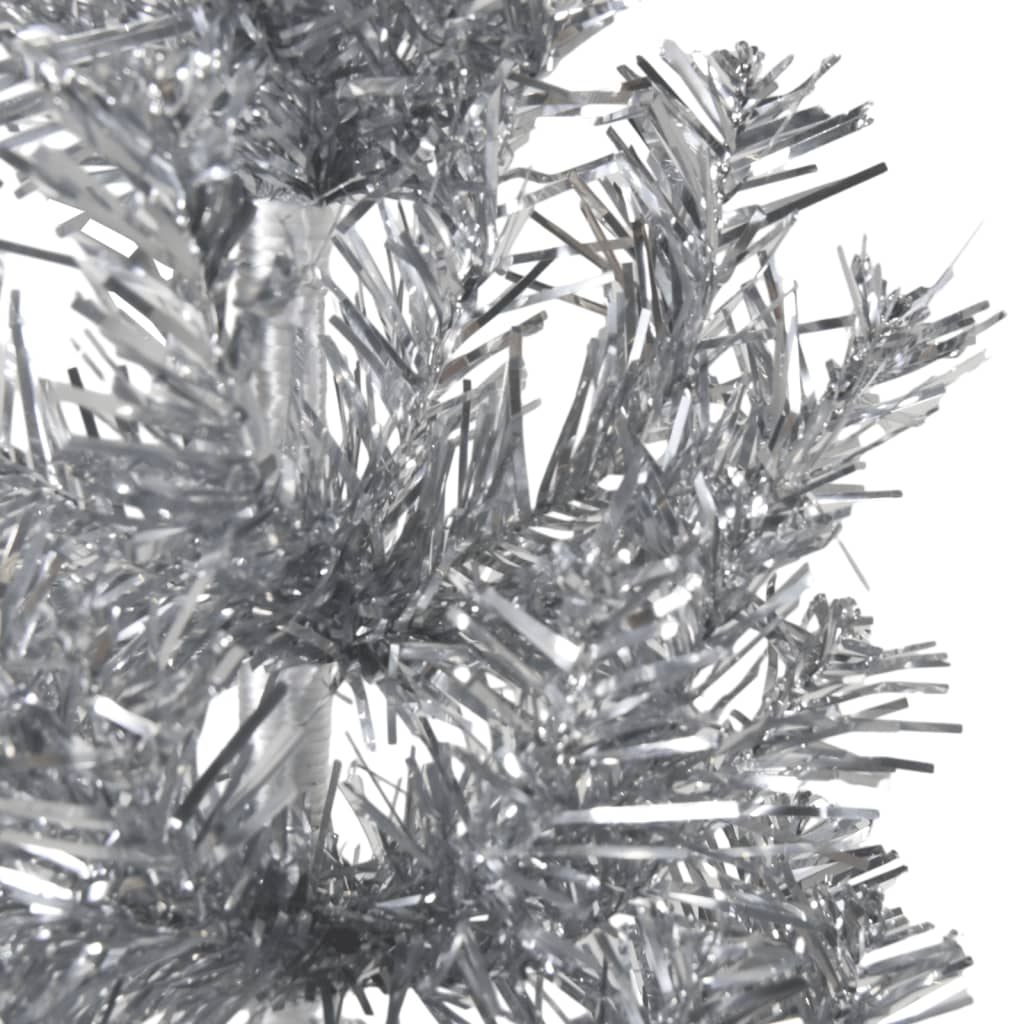 Kunstkerstboom Half Met Standaard Smal 240 Cm Kleurig 240 x 61 cm Zilver