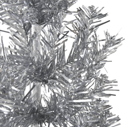 Kunstkerstboom Half Met Standaard Smal 240 Cm Kleurig 240 x 61 cm Zilver
