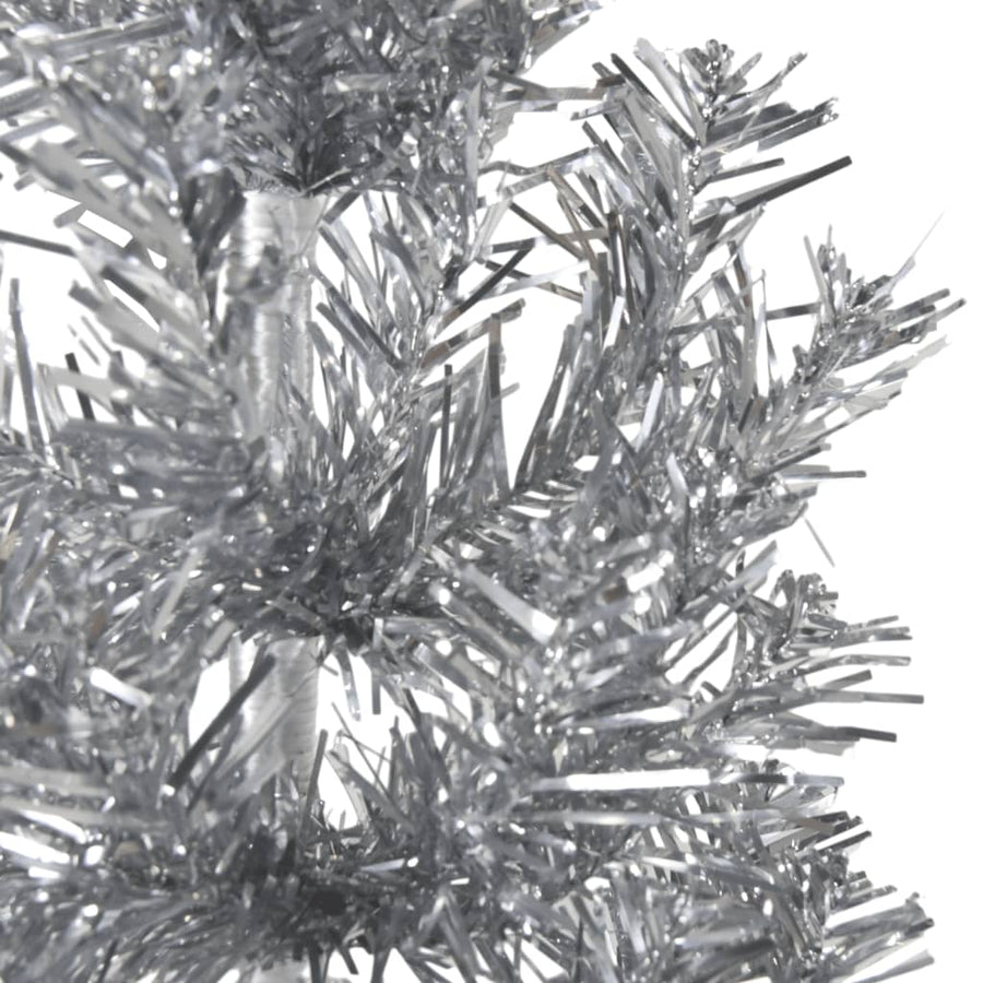 Kunstkerstboom Half Met Standaard Smal 240 Cm Kleurig 240 x 61 cm Zilver