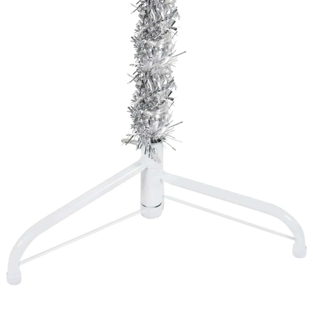 Kunstkerstboom Half Met Standaard Smal 240 Cm Kleurig 240 x 61 cm Zilver