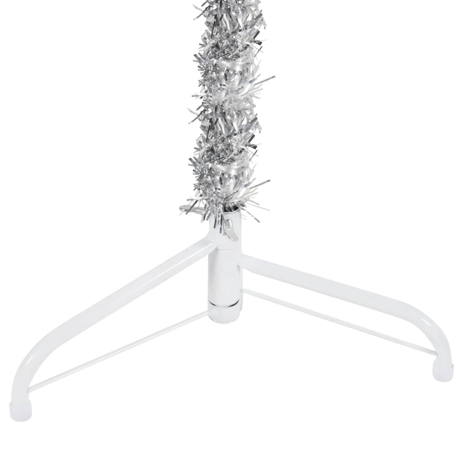 Kunstkerstboom Half Met Standaard Smal 240 Cm Kleurig 240 x 61 cm Zilver