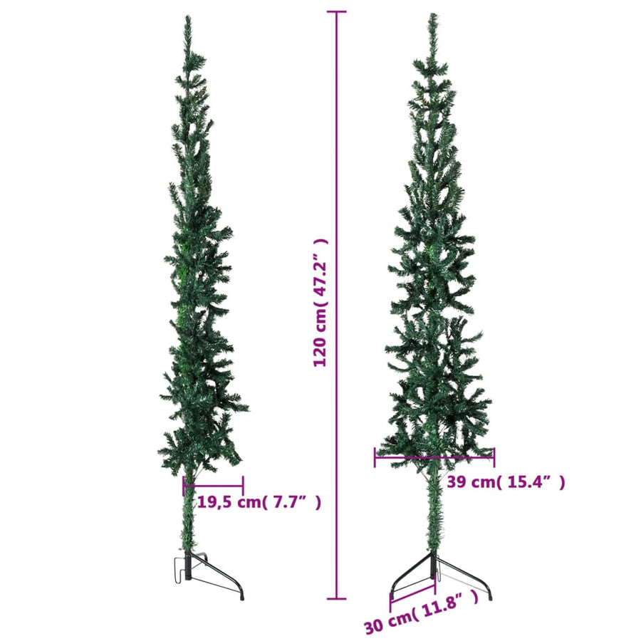 Kunstkerstboom Half Met Standaard Smal 20 Cm 120 x 39 cm Groen