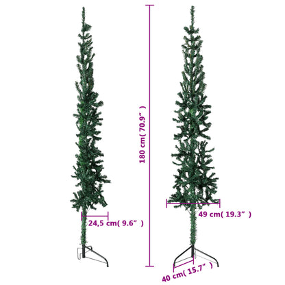Kunstkerstboom Half Met Standaard Smal 80 Cm 180 x 49 cm Groen