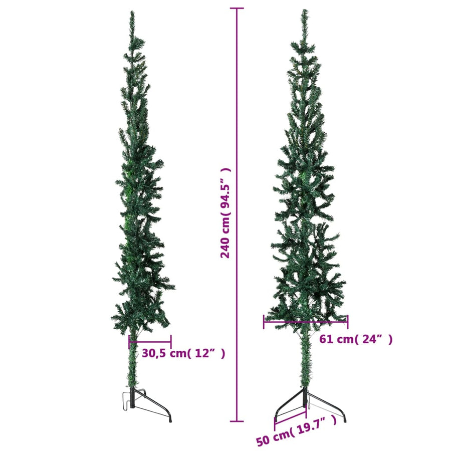 Kunstkerstboom Half Met Standaard Smal 240 Cm 240 x 61 cm Groen