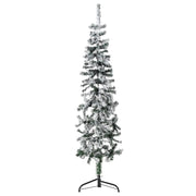 Kunstkerstboom half smal 150 cm met sneeuw