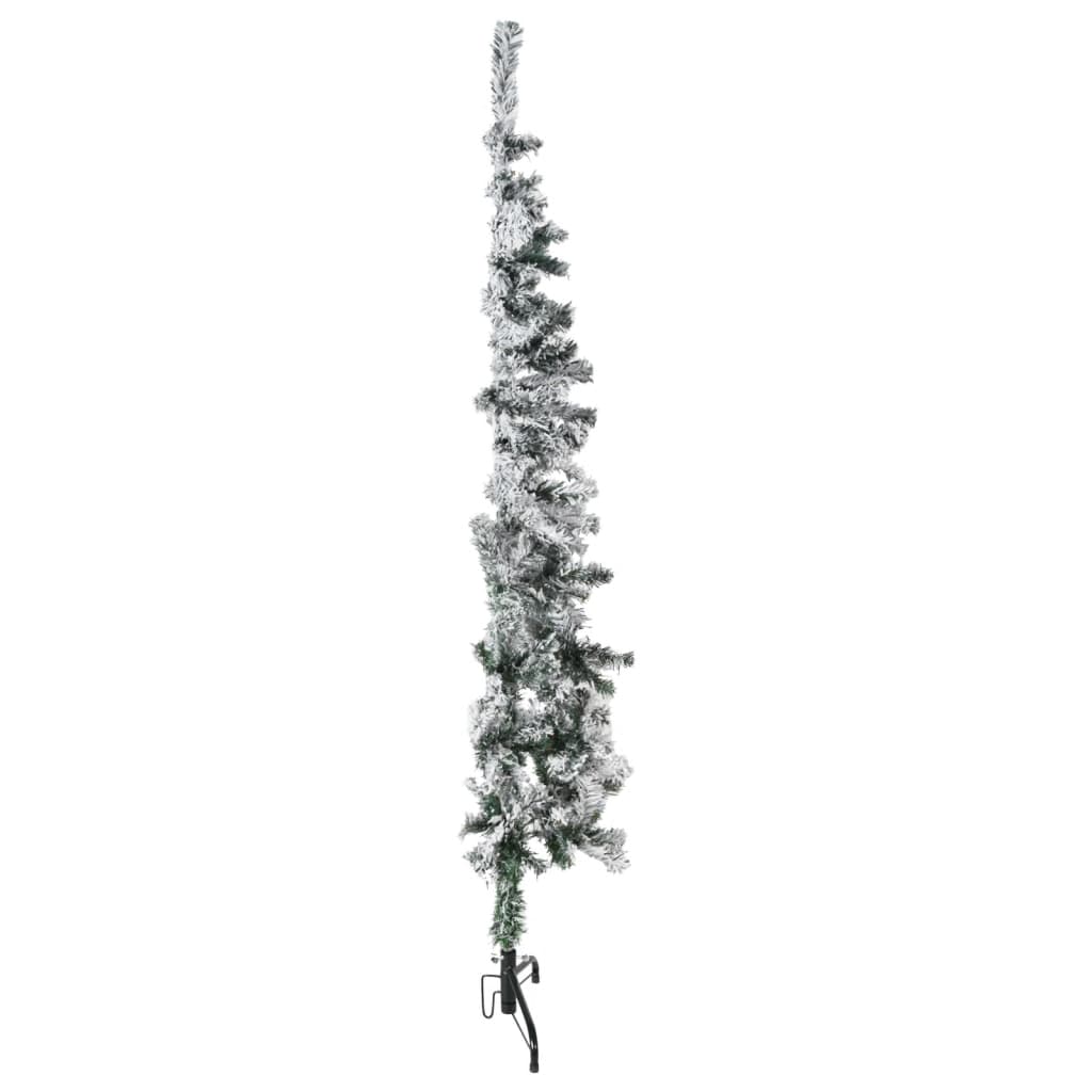 Kunstkerstboom Half Met Sneeuw Smal 50 Cm 150 x 44 cm Wit en groen