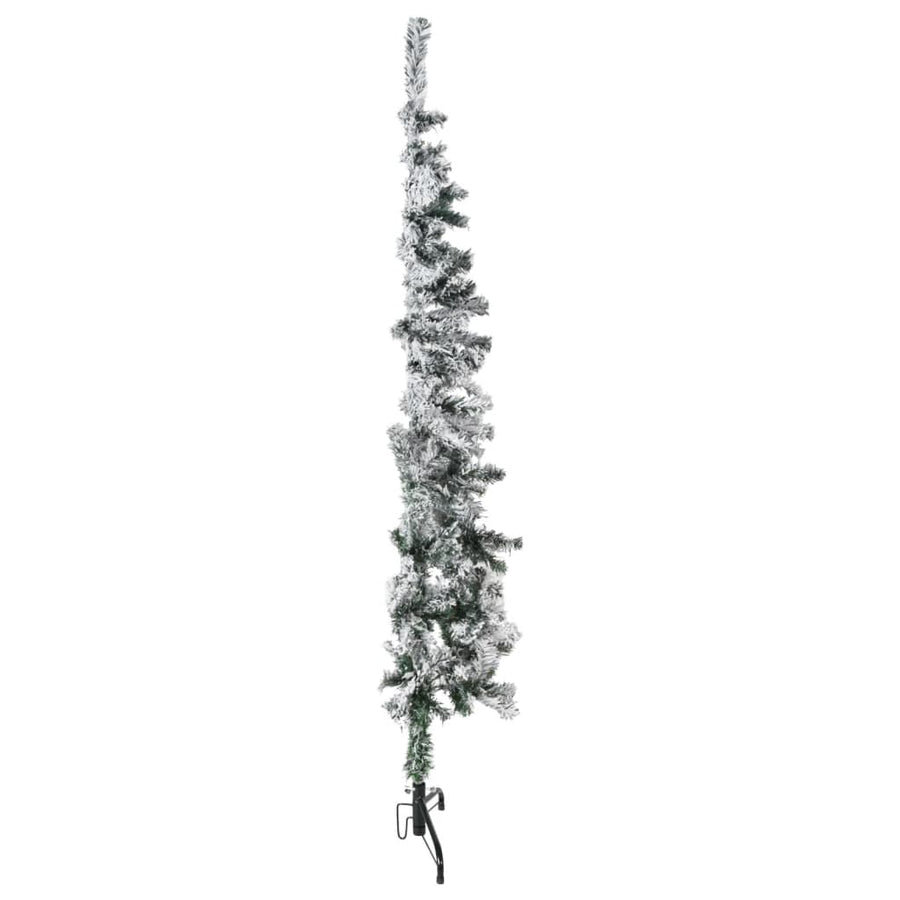 Kunstkerstboom Half Met Sneeuw Smal 50 Cm 150 x 44 cm Wit en groen