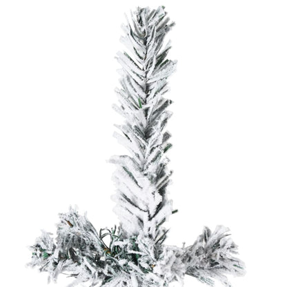 Kunstkerstboom Half Met Sneeuw Smal 50 Cm 150 x 44 cm Wit en groen