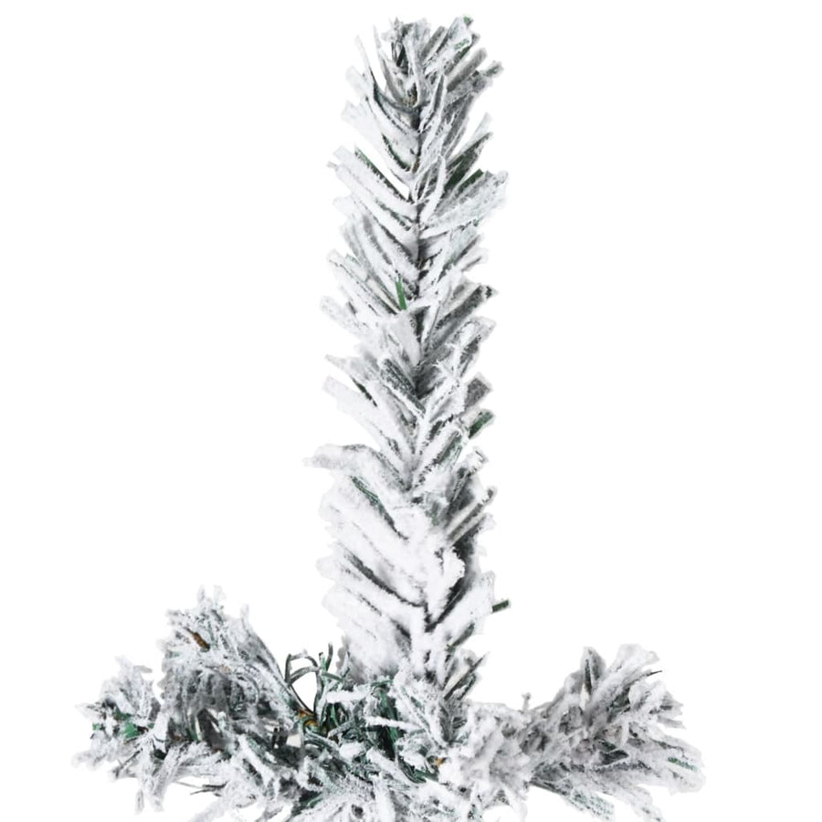 Kunstkerstboom Half Met Sneeuw Smal 50 Cm 150 x 44 cm Wit en groen