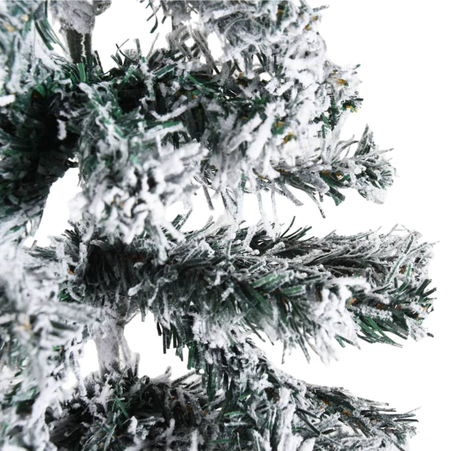 Kunstkerstboom Half Met Sneeuw Smal 50 Cm 150 x 44 cm Wit en groen
