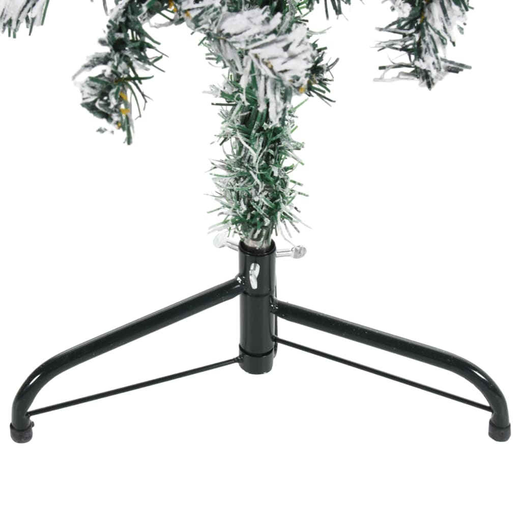 Kunstkerstboom Half Met Sneeuw Smal 50 Cm 150 x 44 cm Wit en groen