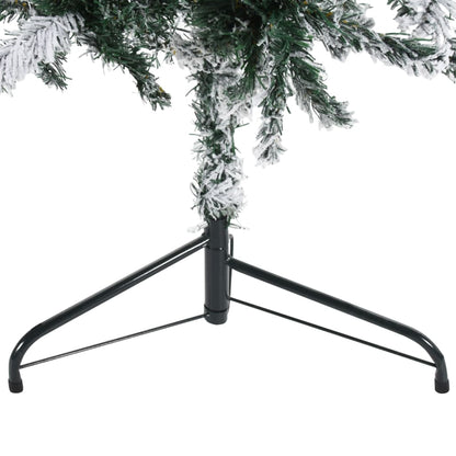 Kunstkerstboom Half Met Sneeuw Smal 80 Cm 180 x 49 cm Wit en groen