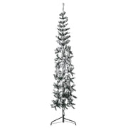 Kunstkerstboom half smal 210 cm sneeuw PVC