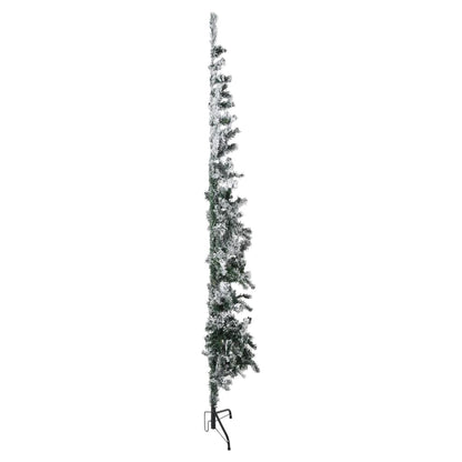 Kunstkerstboom Half Met Sneeuw Smal 20 Cm 210 x 55 cm Wit en groen