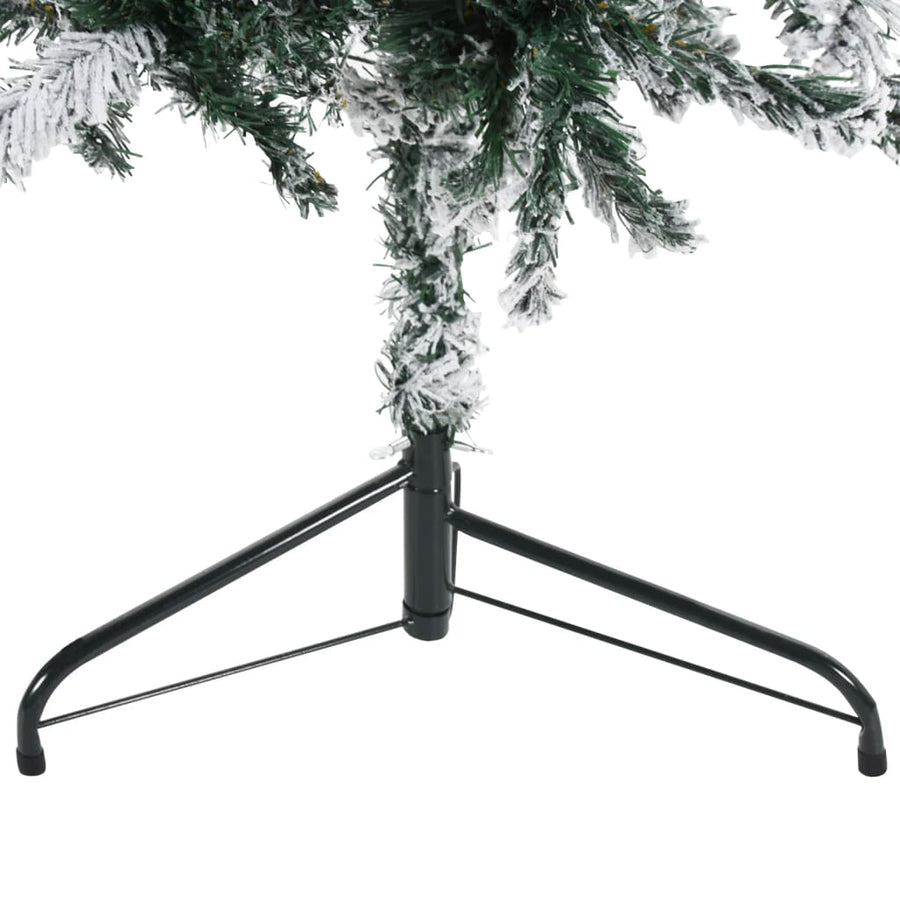 Kunstkerstboom Half Met Sneeuw Smal 20 Cm 210 x 55 cm Wit en groen