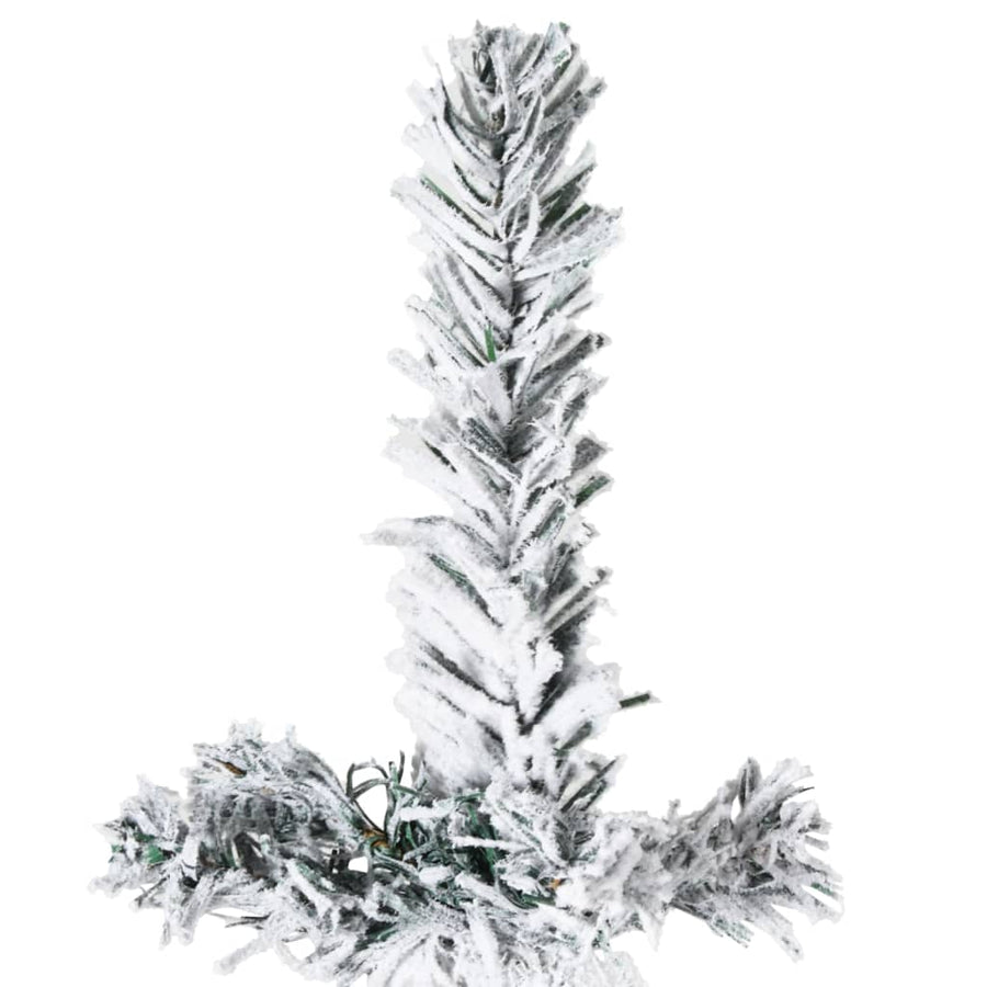 Kunstkerstboom Half Met Sneeuw Smal 240 Cm 240 x 61 cm Wit en groen