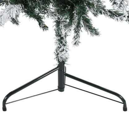Kunstkerstboom Half Met Sneeuw Smal 240 Cm 240 x 61 cm Wit en groen