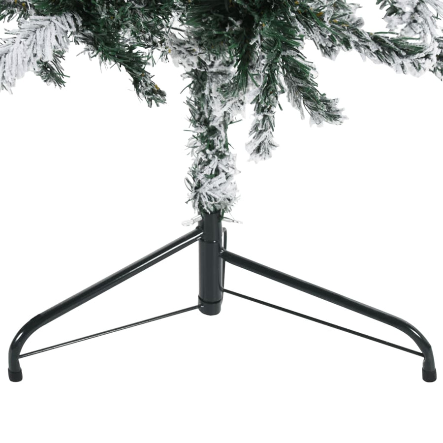 Kunstkerstboom Half Met Sneeuw Smal 240 Cm 240 x 61 cm Wit en groen