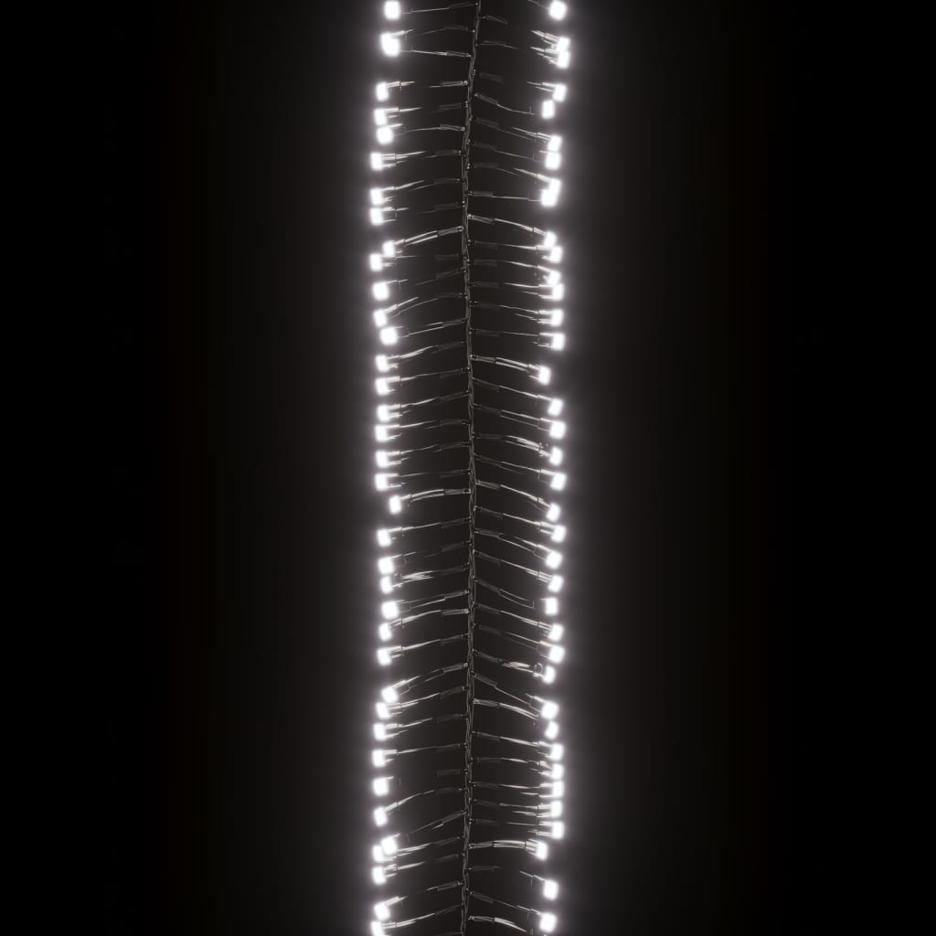 Lichtslinger cluster met 400 LED's koudwit 7,4 m PVC 7.4 m Koudwit en donkergroen