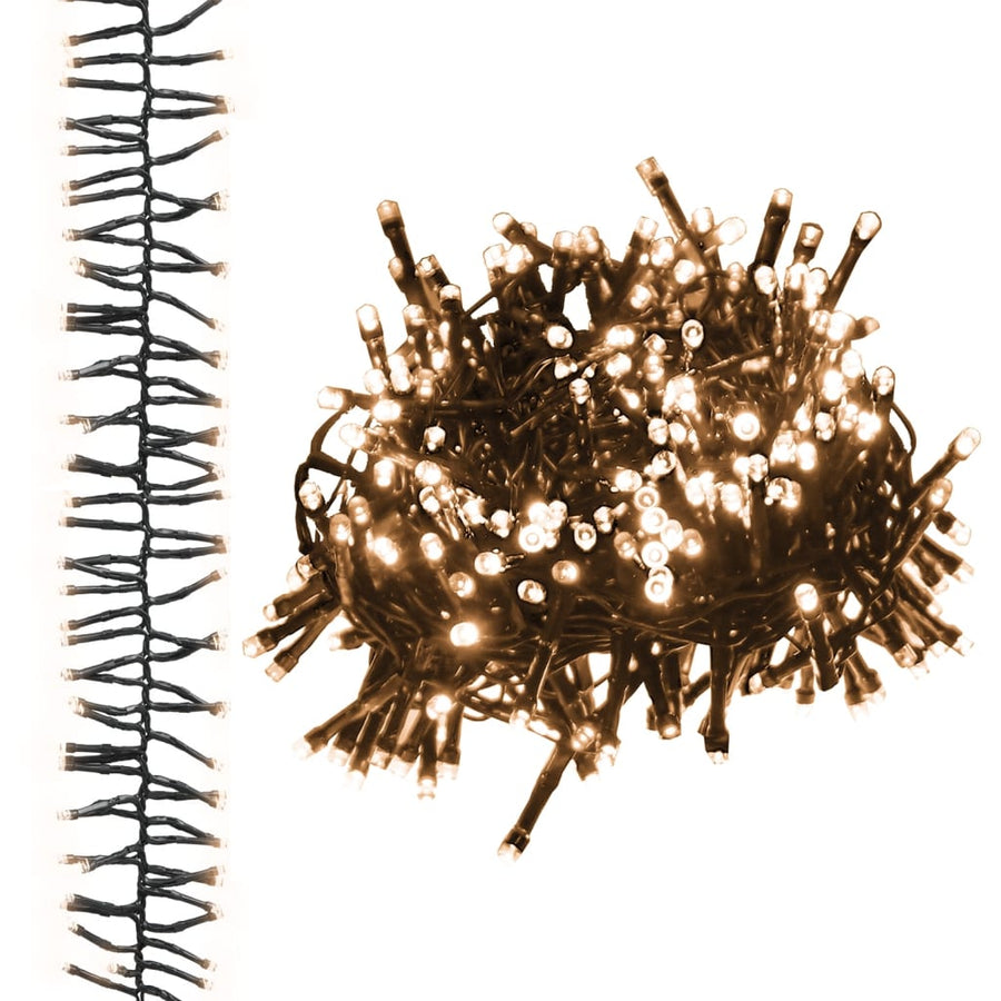 Lichtslinger cluster met 1000 LED's warmwit 11 m PVC 11 m Warmwit en donkergroen