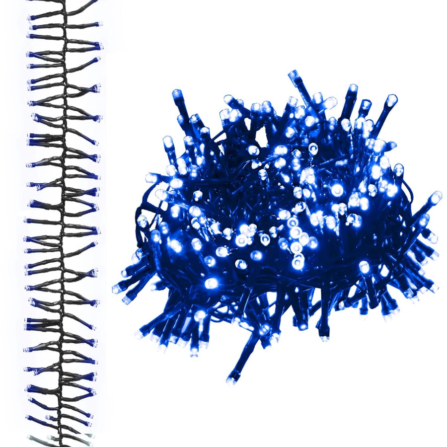 Lichtslinger cluster met 2000 LED's blauw 17 m PVC 17 m Blauw en donkergroen