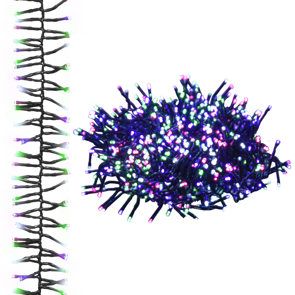 Lichtslinger cluster met 3000 LED's pastel meerkleurig 23 m PVC 23 m Pastel meerkleurig en donkergroen