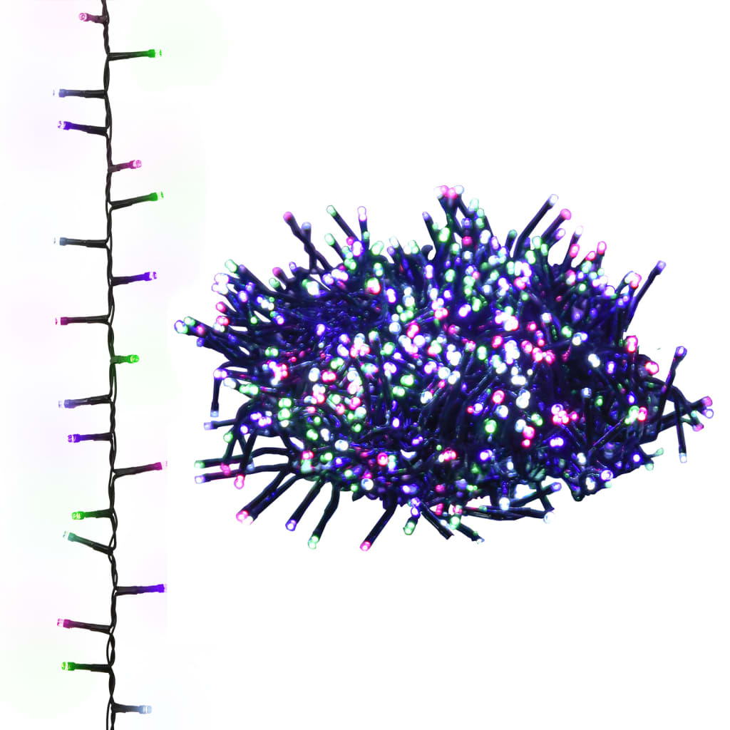 Lichtslinger compact met 3000 LED's pastel meerkleurig 65 m PVC 65 m Pastel meerkleurig en donkergroen